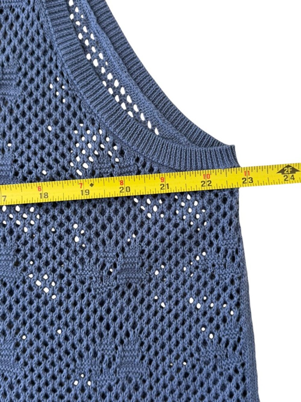 NWOT Aerie Crochet Maxi Cape Duster Vest Open Knit Cardigan Cover-up Blue L/XL - Picture 10 of 12